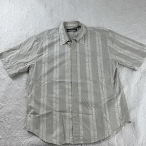 Reyn Spooner White & Cream Short Sleeve Button Front Tiki Aloha Shirt Size Large